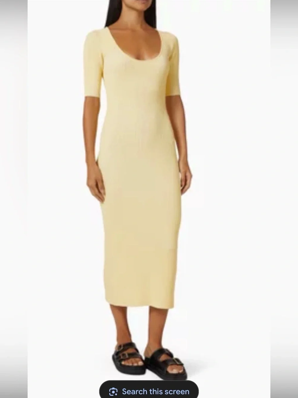 Ganni Ribbed Scoop-Neck Maxi Dress in size medium lYellow NWT